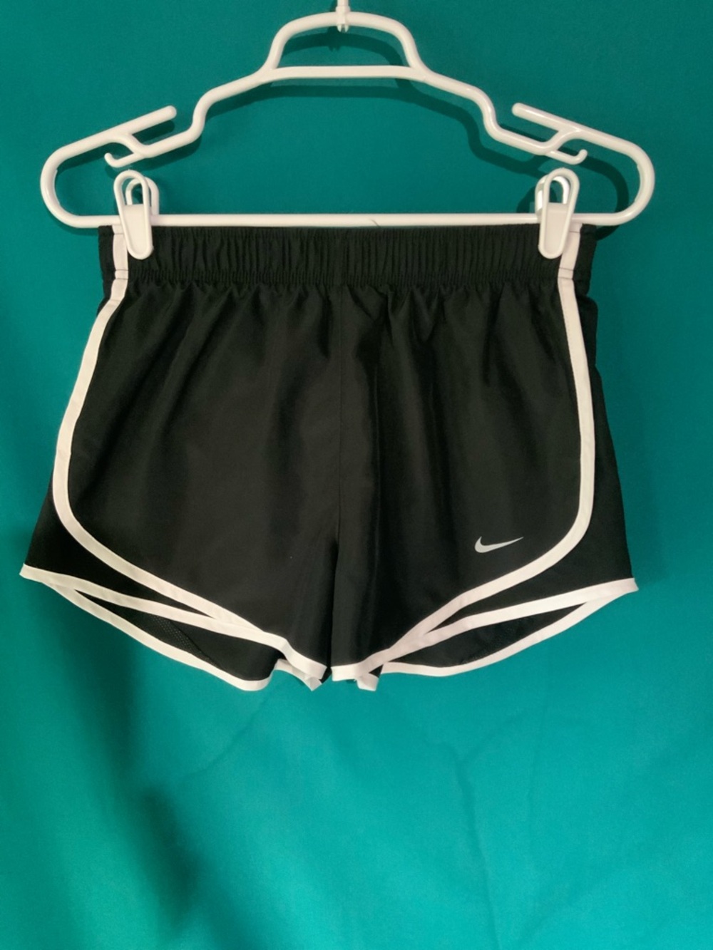 Nike DriFit Black Athletic Running Shorts with White Trim